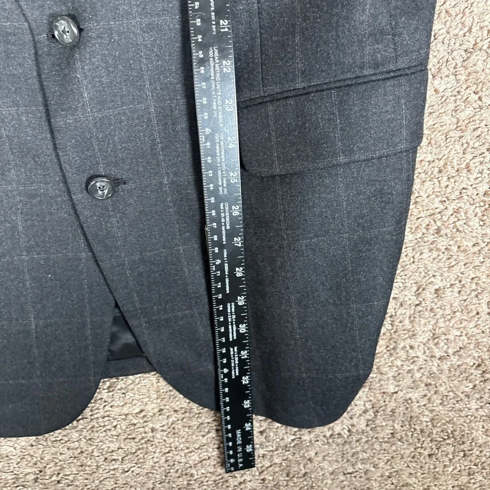 Vintage Burberrys Mens Wool Blazer Grey Windowpane Sport Coat 42R